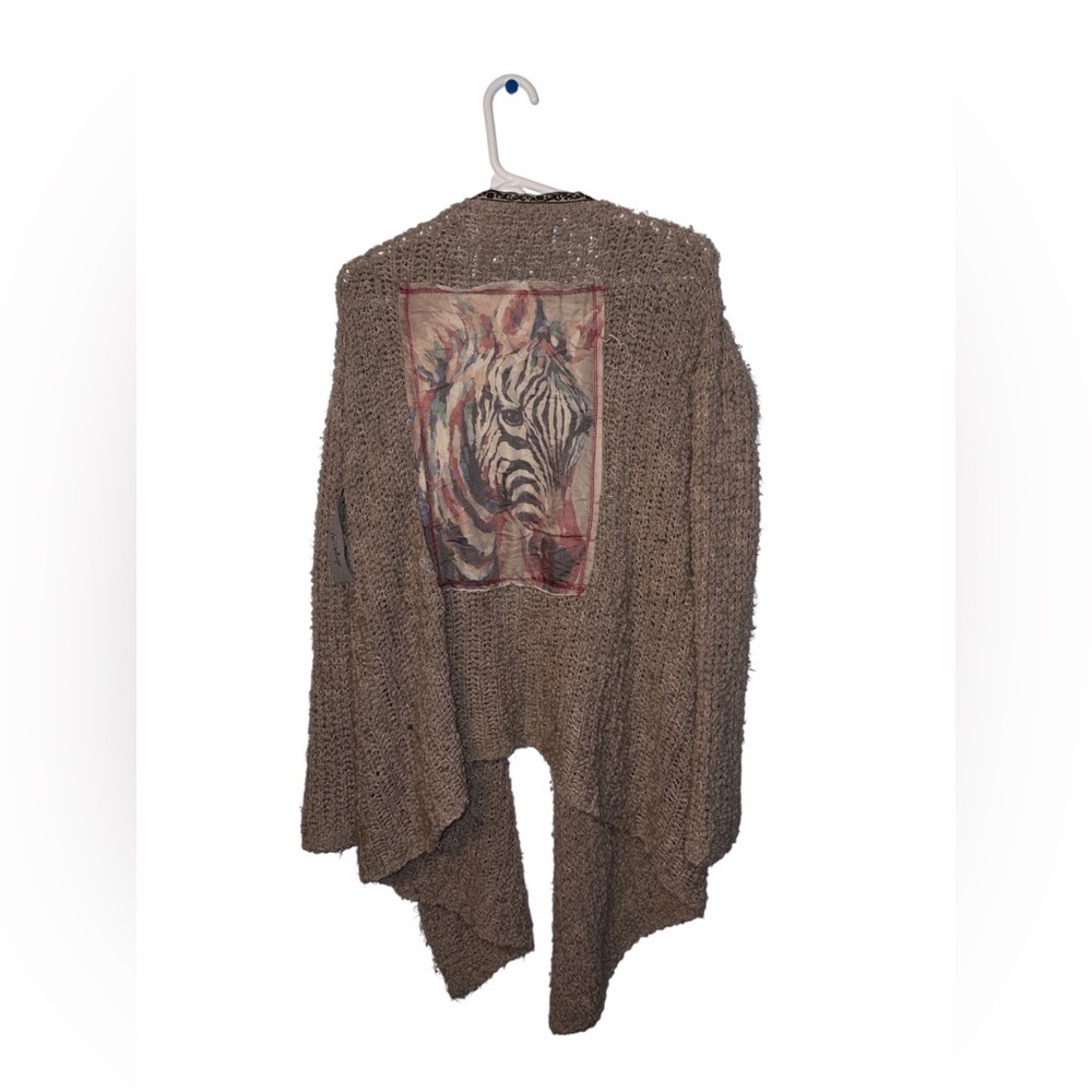 Nu Vintage Cardigan Sweater Zebra Patch Size Medium Boho